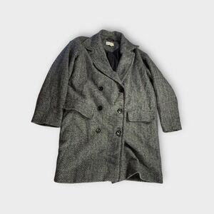 Free‎ Assembly Herringbone Wool Blend Double Breasted Coat - Size M